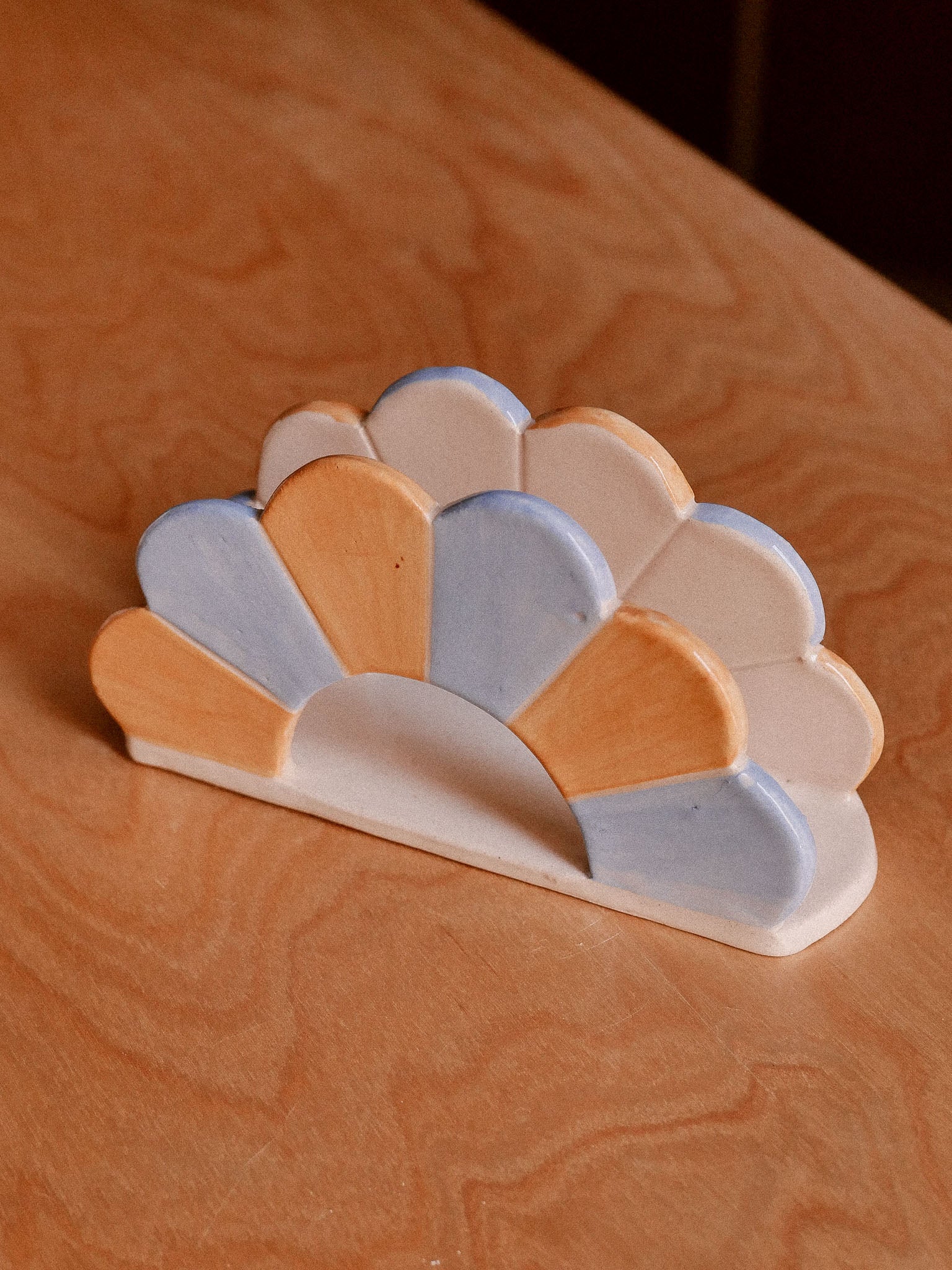 UNIQUE CERAMICS_HANDMADE CERAMIC NAPKIN HOLDER_ORANGE AND BLUE