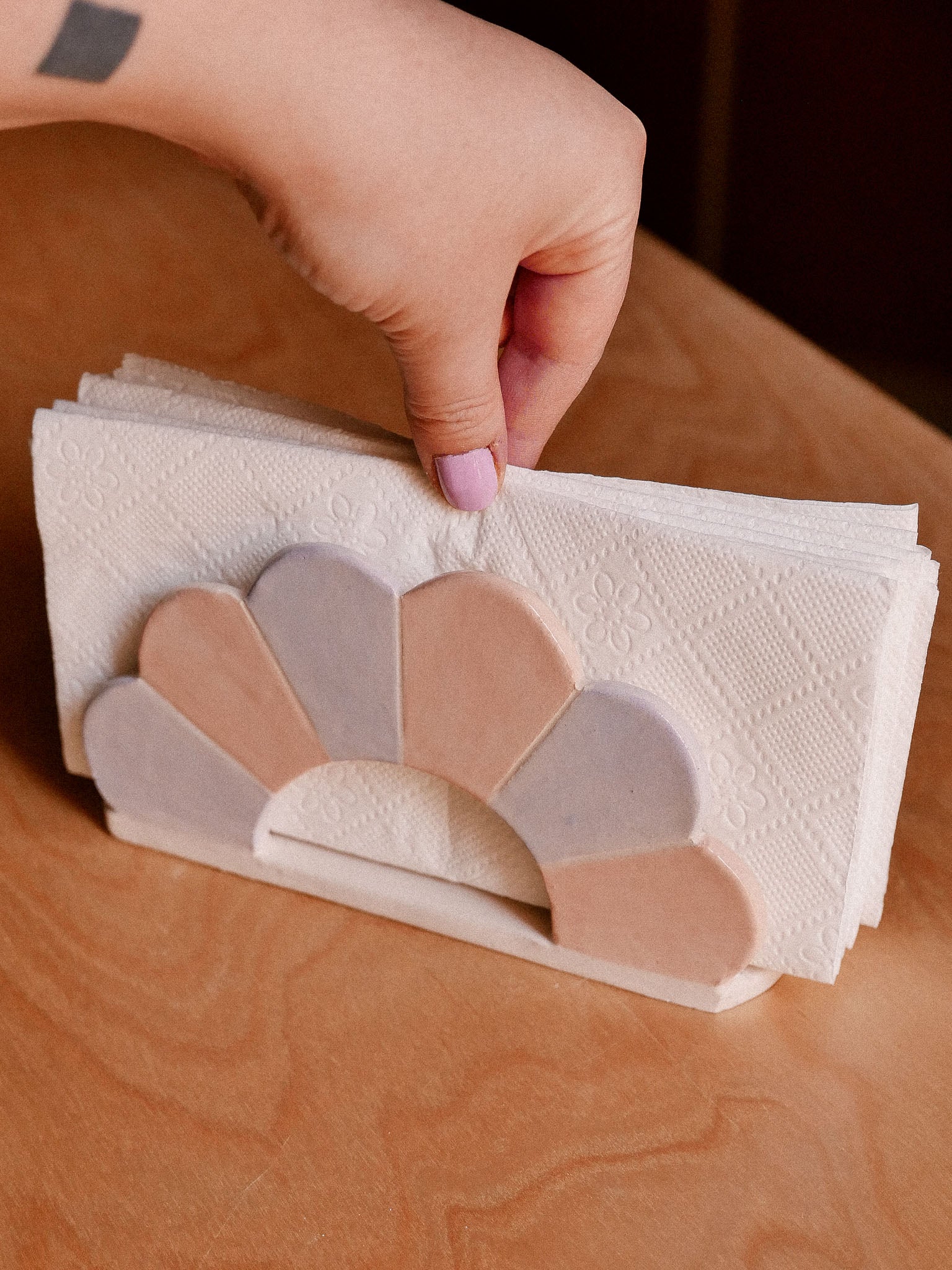 UNIQUE CERAMICS_HANDMADE CERAMIC NAPKIN HOLDER_LILAC + PINK