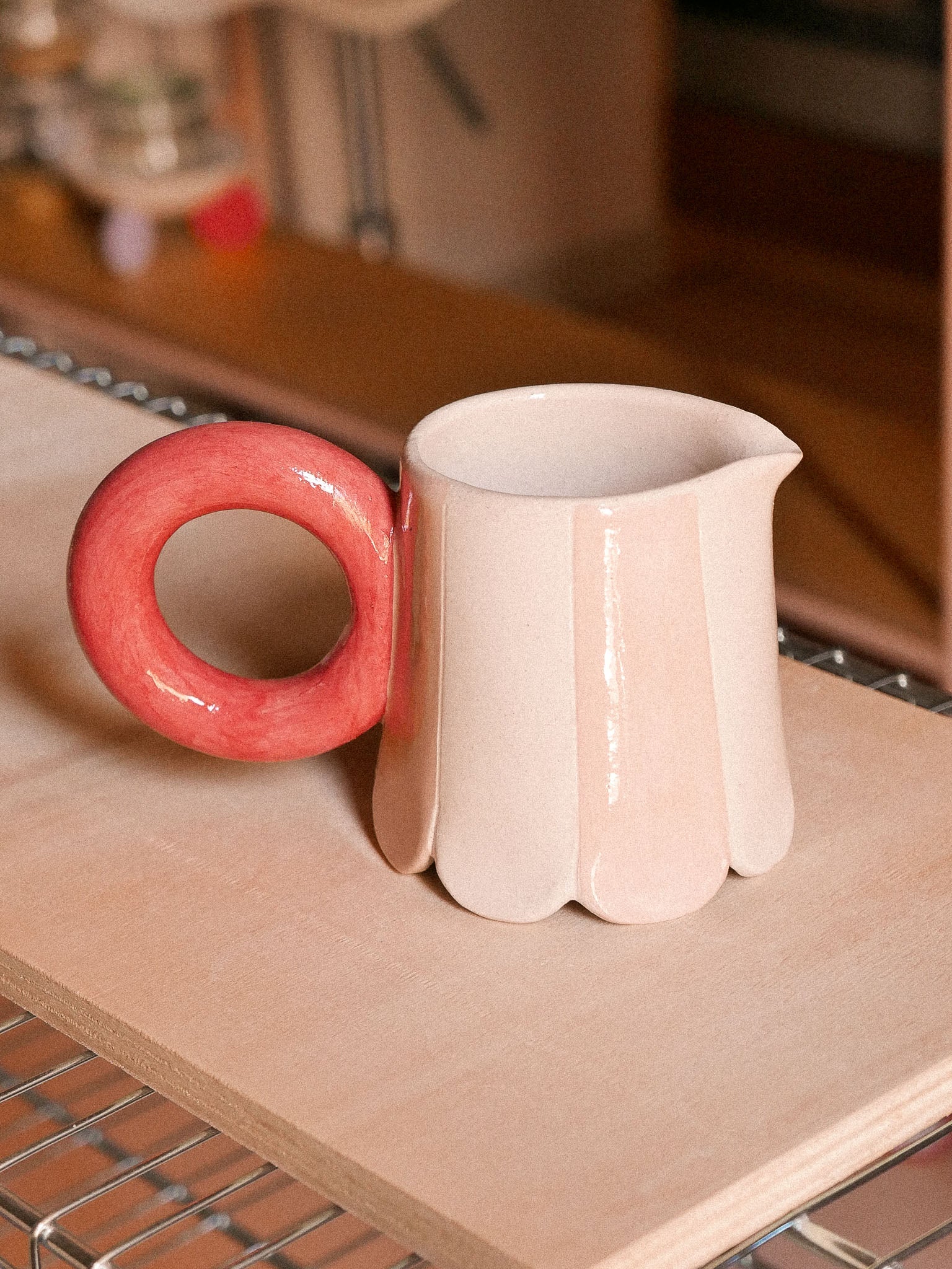 PINK AND RED HANDMADE CERAMIC MILK JUG | jeje.things