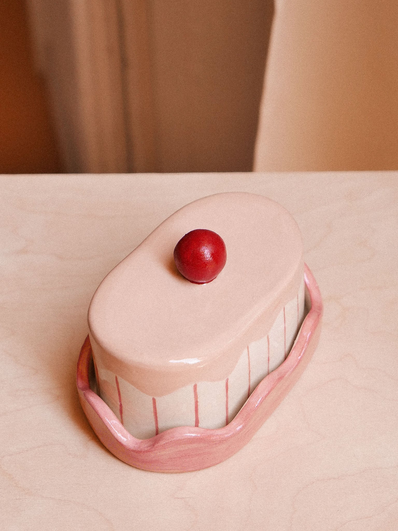 PINK + RED HANDMADE CERAMIC BUTTER DISH | jeje.things